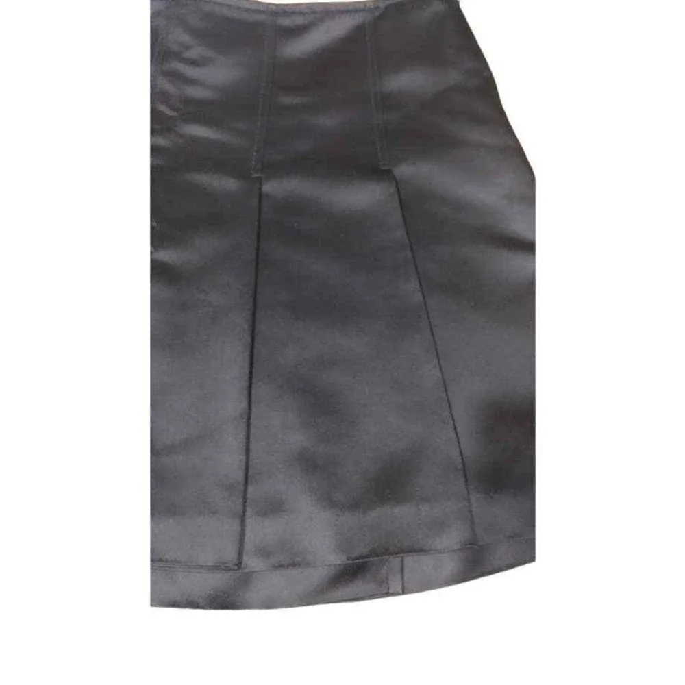 Kulson Italy Pleated Satin Fully Lined Mini‎ Skirt, Black, Italian Size 40 (4)